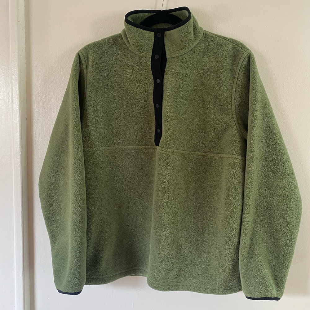 Green L.L. Bean Fleece- Quarter Button, Medium